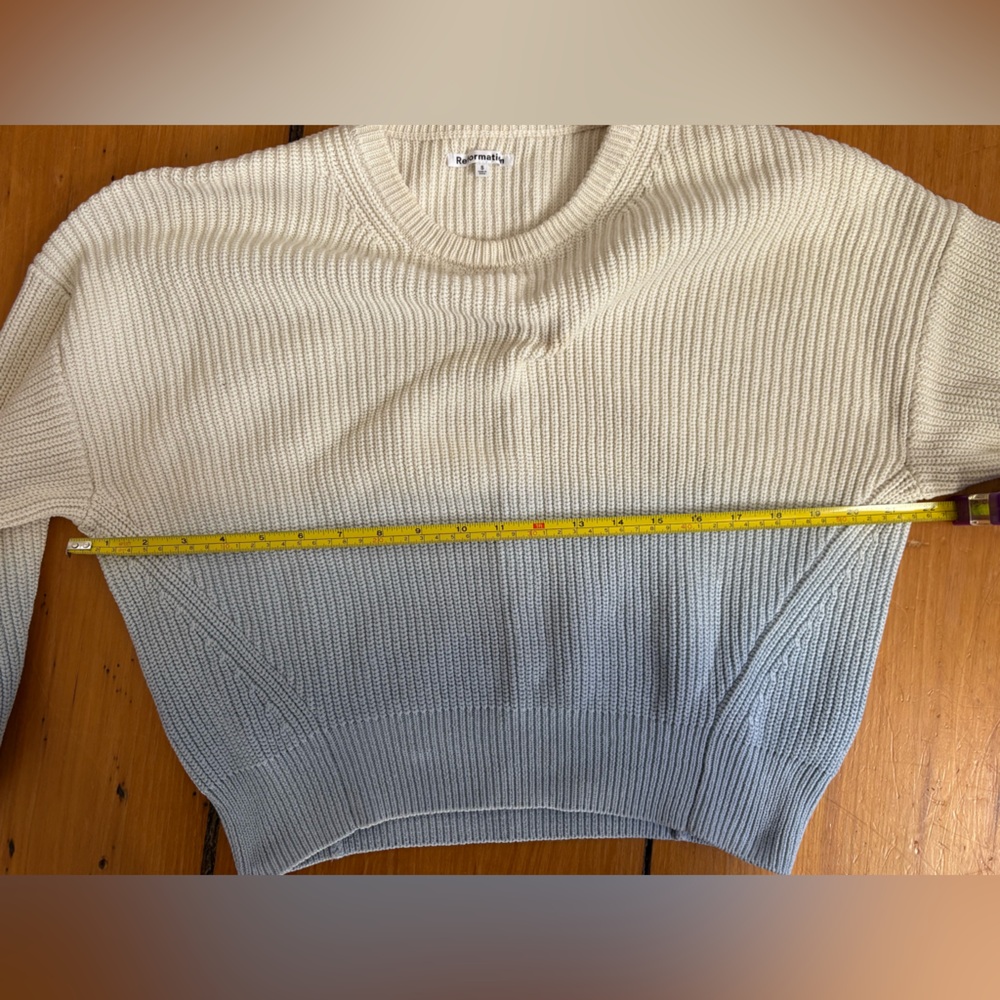 Reformation Winnie Crewneck Sweater in Parisian Blue Dip Dye Ombré Sz Small (S) - Picture 9 of 14